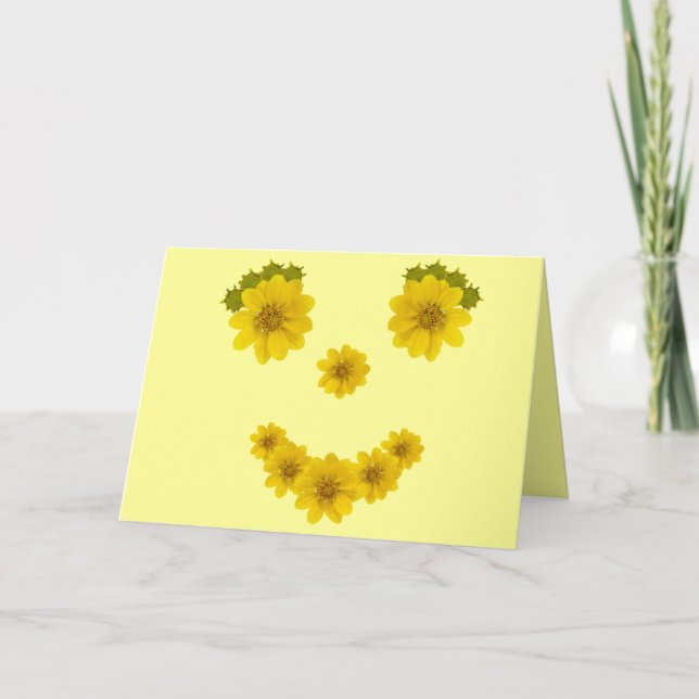 Thinking of You Happy Face Flower Smile Card (Front)