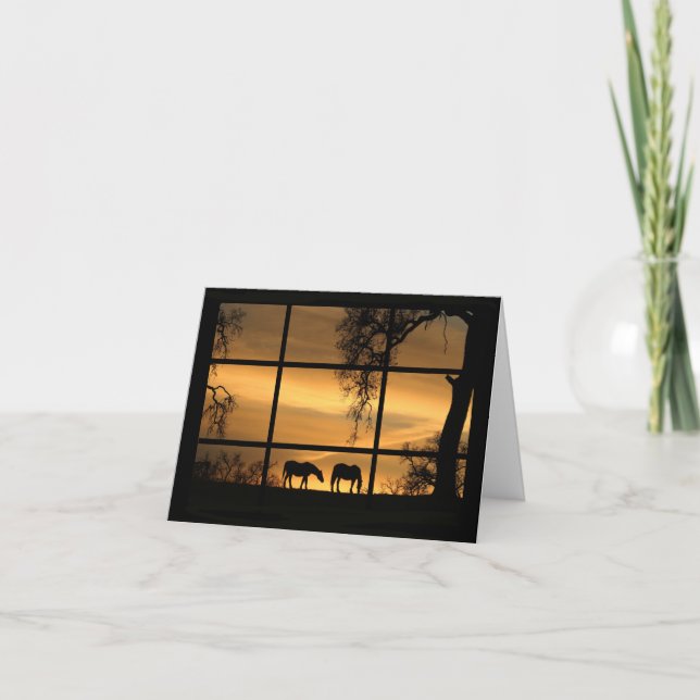 Thinking of you Horses in Sunset Window Card (Front)