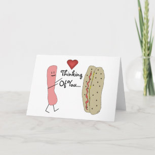 Thinking Of You Hotdog Cartoon Card
