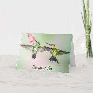 Thinking of You Hummingbirds Flying Together Card