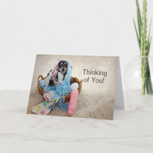 Thinking of You - HUMOR - DOG TANGLED IN YARN Card