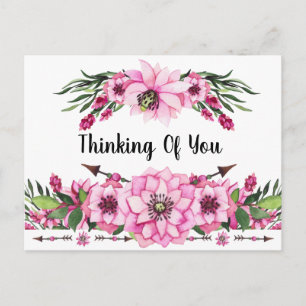 Thinking Of You In Pink Flowers Postcard