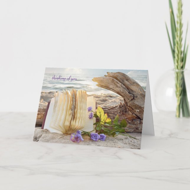 thinking of you-journal and roses on driftwood card (Front)