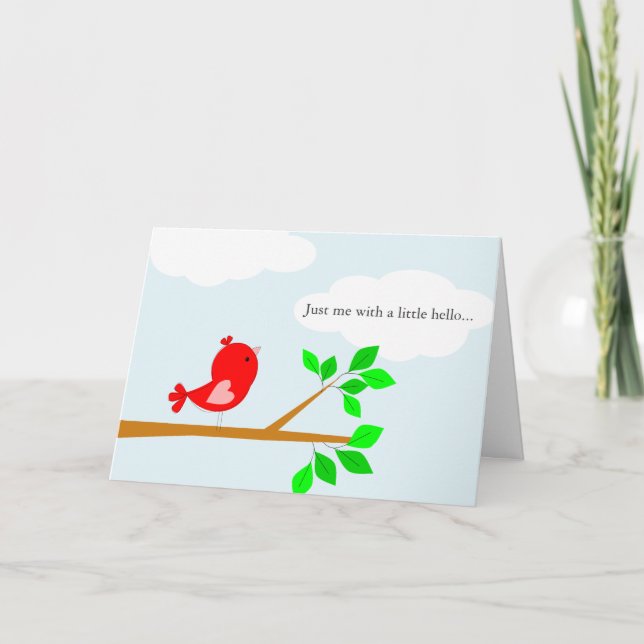 Thinking of You Little Hello Red Bird Card (Front)