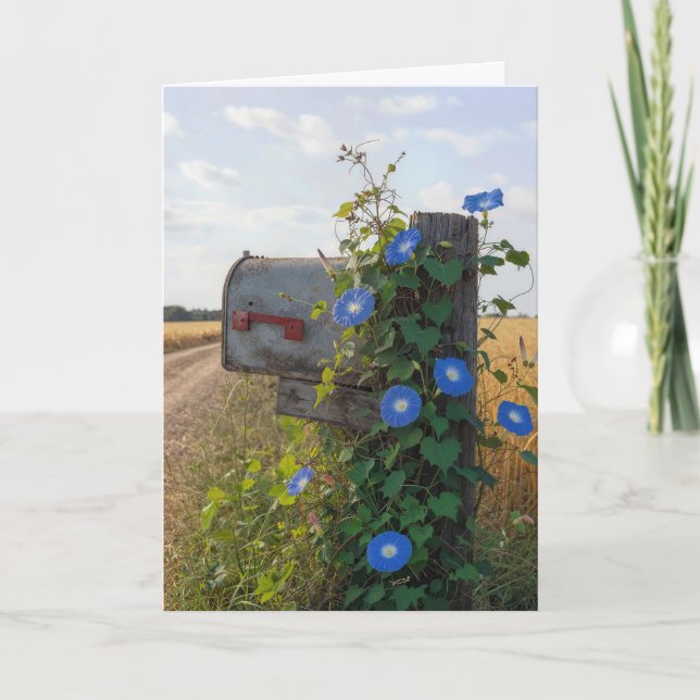 Thinking of You Mailbox with Morning Glories Card (Front)