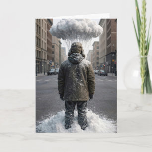 Thinking of You Man Under a Snow Cloud Card