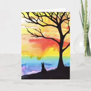 Thinking of you Miss you Rabbit Card by Bihrle