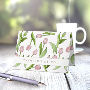 Thinking of You Modern Pink Tulip Card