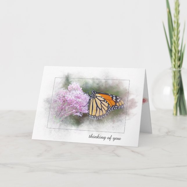 thinking of you monarch butterfly on wildflower card (Front)
