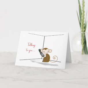 Thinking of You Monkey with Cell Phone Miss You Card