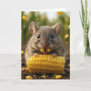 Thinking of You Mouse Eating Corn on the Cob Card