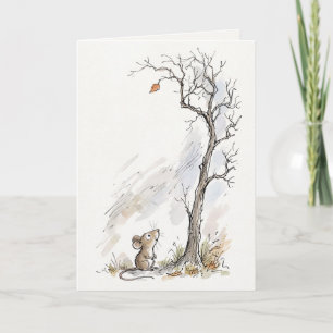 Thinking of You Mouse Gazing at Last Leaf Card