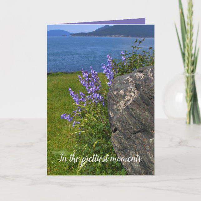 Thinking of you, nature scene, love, flowers, sea card (Front)