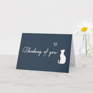 Thinking of You Navy Blue Cat Loss Sympathy Card