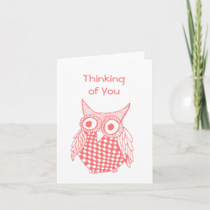 thinking of you note card with owl