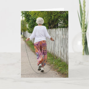 Thinking of You Old Lady Jumps Rope  Card