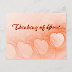 Thinking Of You Orange Line of Heart Abstract Postcard