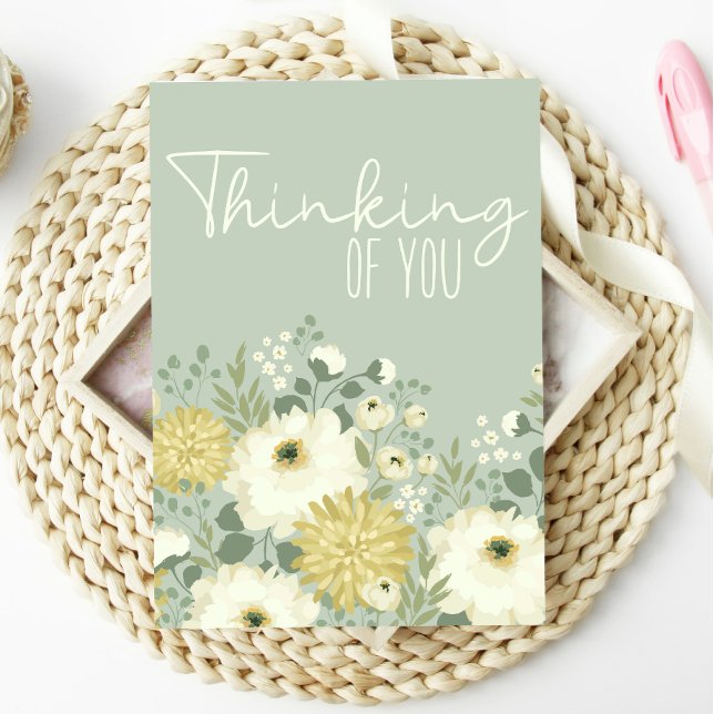 Thinking of You Pastel Garden White Floral Card (Creator Uploaded)