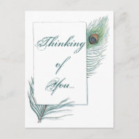 Thinking of You Peacock Feather Inspirational