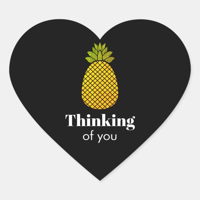Thinking of you Pineapple Heart Sticker (Front)