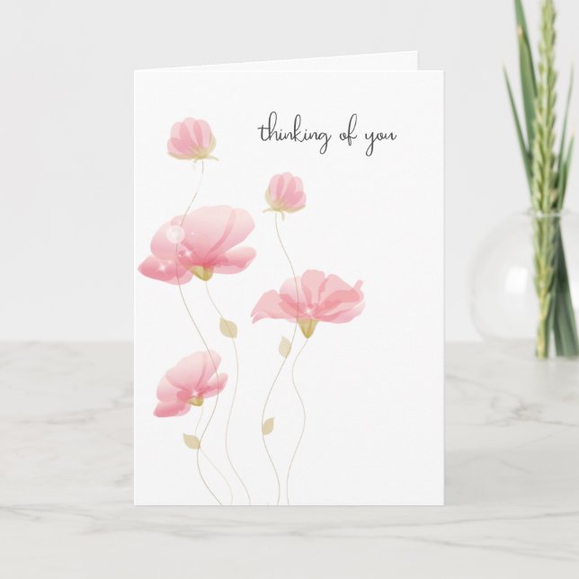 Thinking Of You Pink Floral Card (Front)