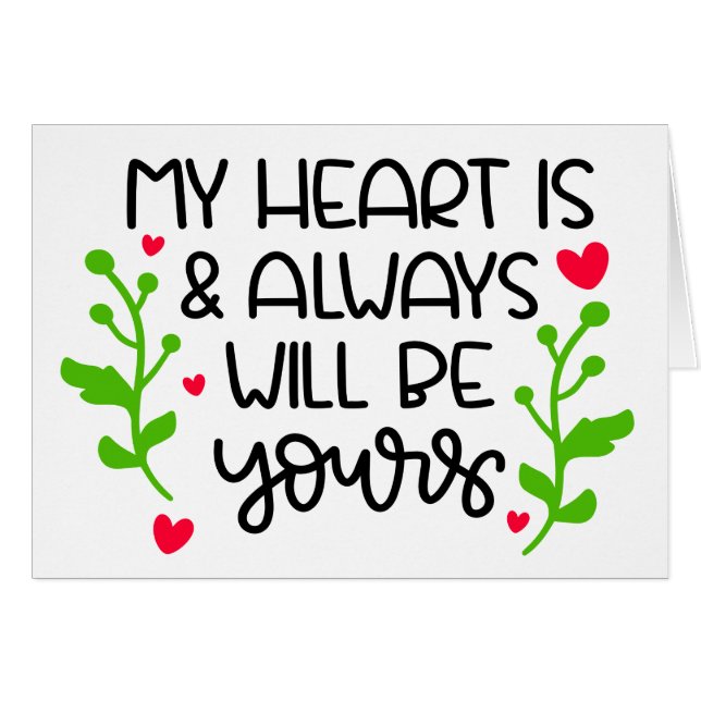 Thinking of You Pink Heart Green Floral Love (Front Horizontal)