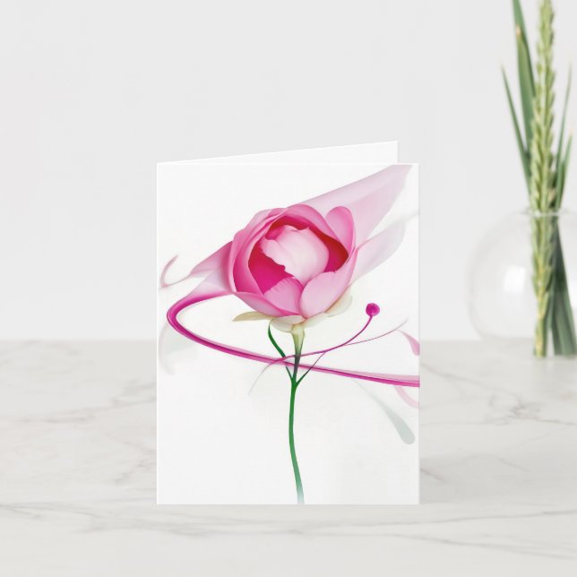 Thinking of You Pink Peony Bud Abstract Card (Front)
