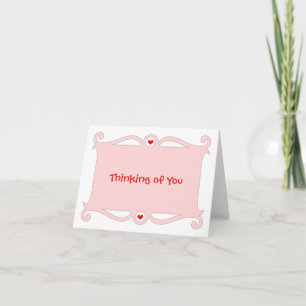 Thinking of You Pink Scroll Note Card