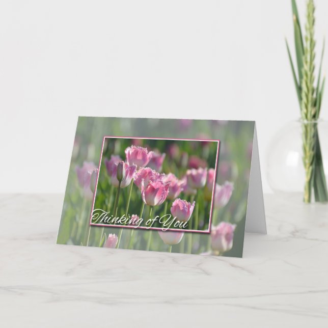 Thinking of You Pink Tulips Card (Front)