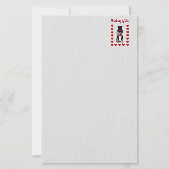 Thinking Of You Poodle Stationery (Front)