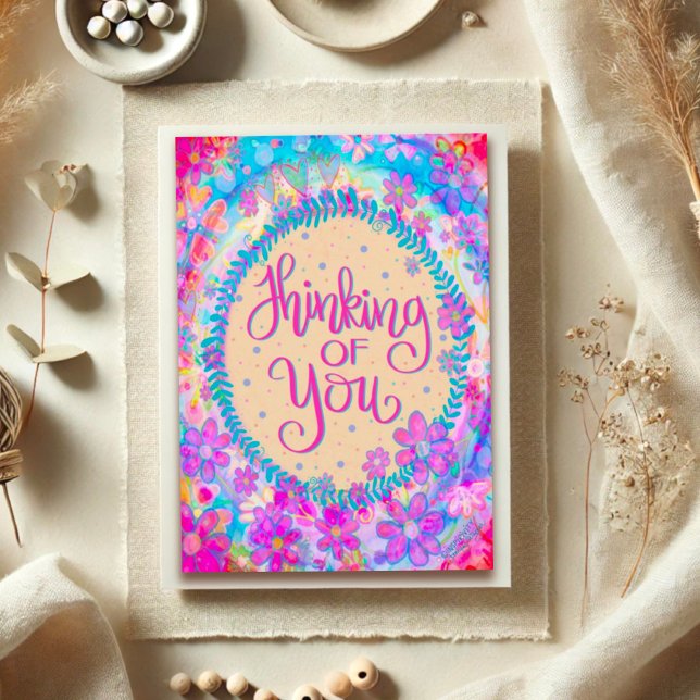 Thinking of You Pretty Pink Girly Inspirivity  Card (Creator Uploaded)