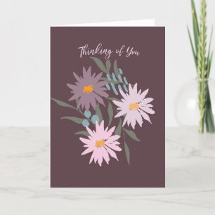 Thinking of You Purple and Pink Wildflowers Thank You Card