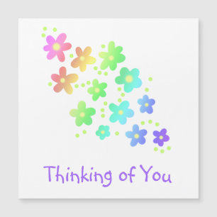 "Thinking of You" Rainbow Flowers Magnetic Card