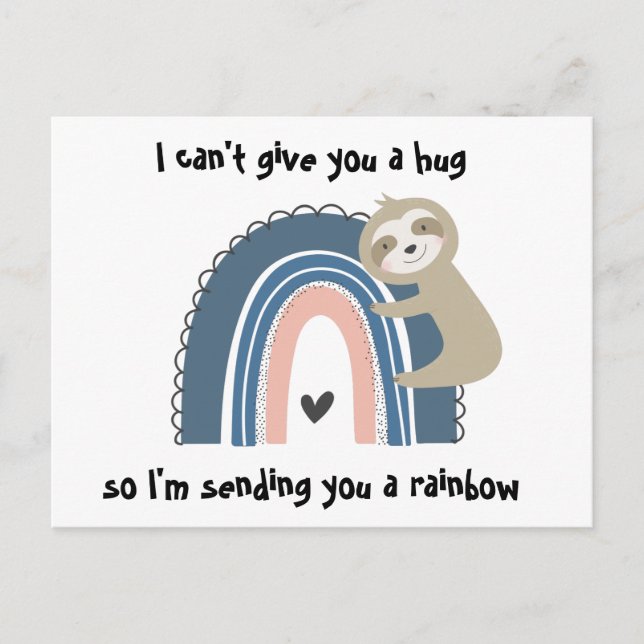 Thinking of You Rainbow Sloth Post Card (Front)