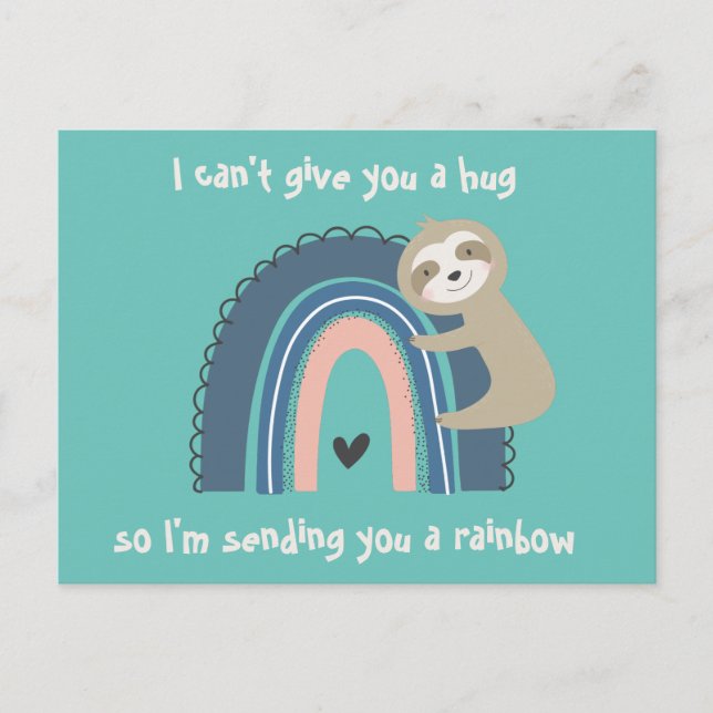 Thinking of You Rainbow Sloth Post Card (Front)