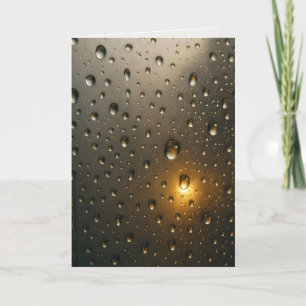 Thinking of You Raindrops With Golden Light Glare Card