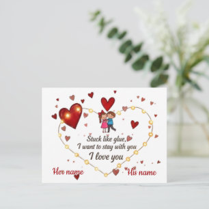 Thinking Of You Romantic Gift custom name Holiday Postcard