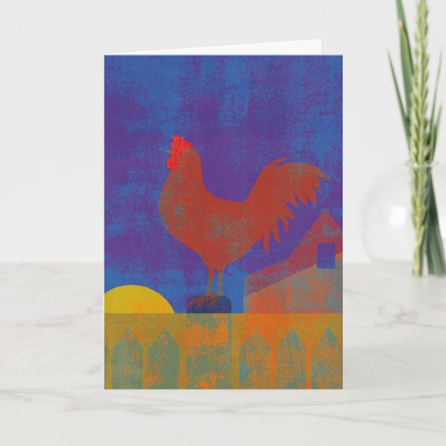 Thinking of You Rooster Painting Card (Front)