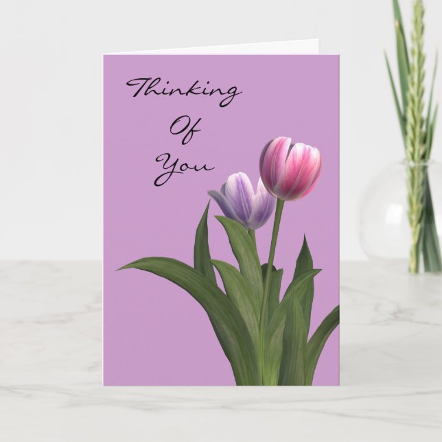 Thinking Of You Sentiments Condolence Pastel Tulip Card (Front)