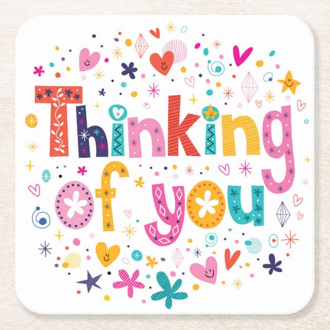 Thinking Of You Square Paper Coaster (Front)
