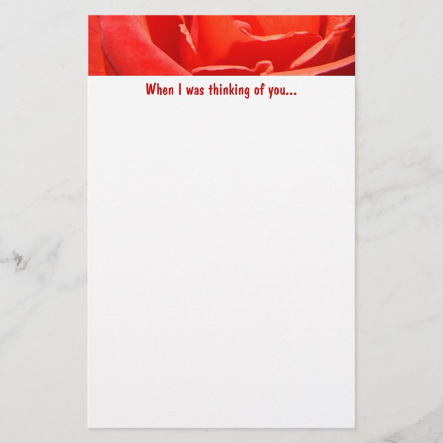 Thinking of You stationery Red Rose Flower (Front)