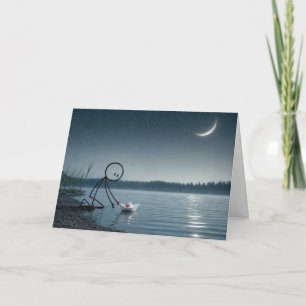 Thinking of You Stickman With Paper Boat Card