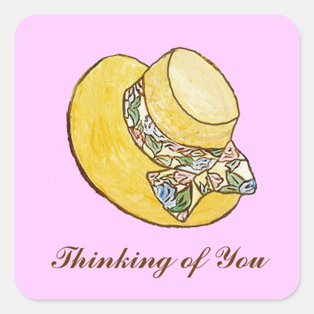 Thinking of You Straw Hat Sticker (Front)