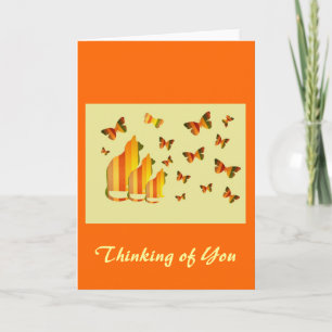 Thinking of You, Striped Cats & Butterflies Card