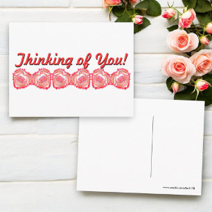 Thinking Of You Tattered Heart Pink Template Postcard
