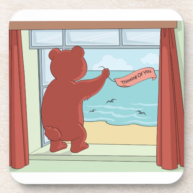 Thinking of You Teddy Bear Missing You Cute Art Coaster (Front)