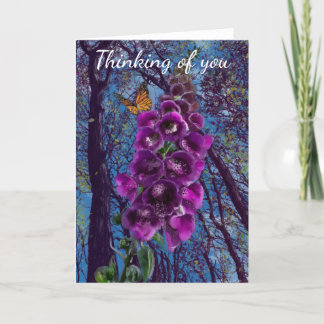 Thinking of you, the foxglove and butterfly thank you card
