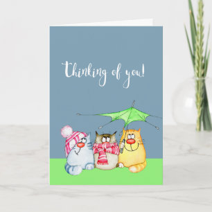 Thinking of You Three Cute Cats Card