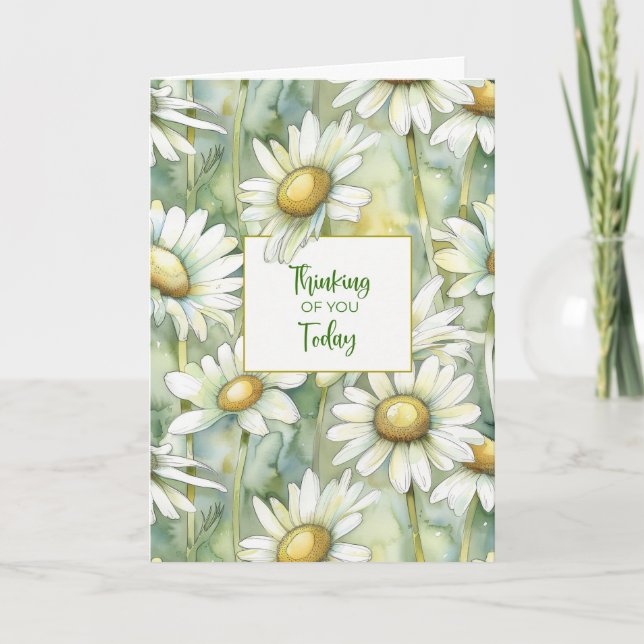 Thinking of You Today Soft Watercolor Daisies Card (Front)