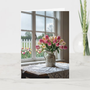 Thinking of You Tulip Bouquet by Rainy Window Card